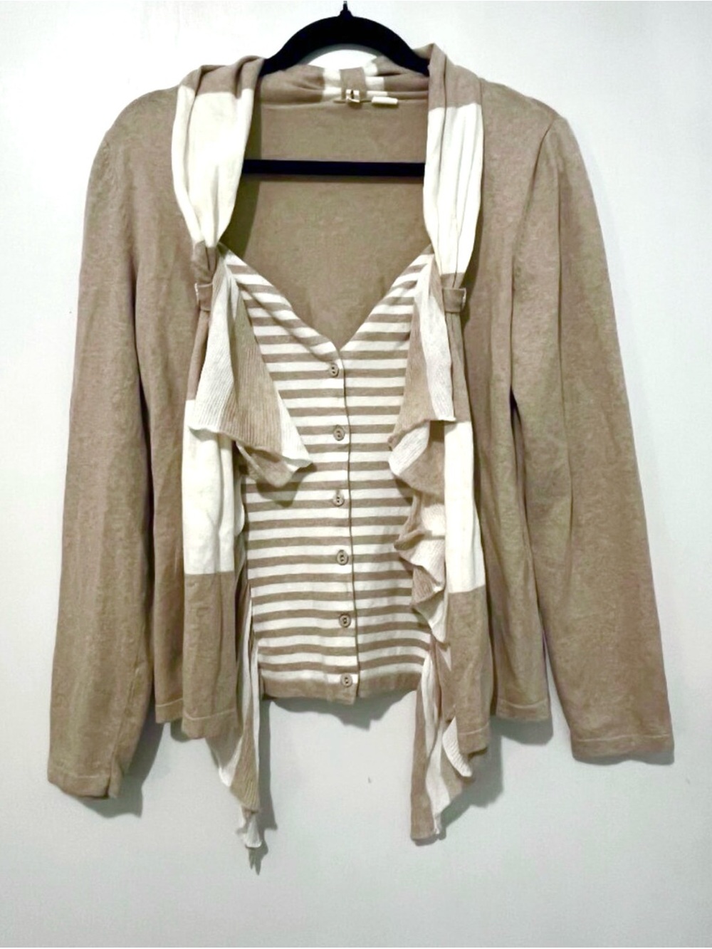Moth by Anthropologie Striped Sweater with Ruffle Detail